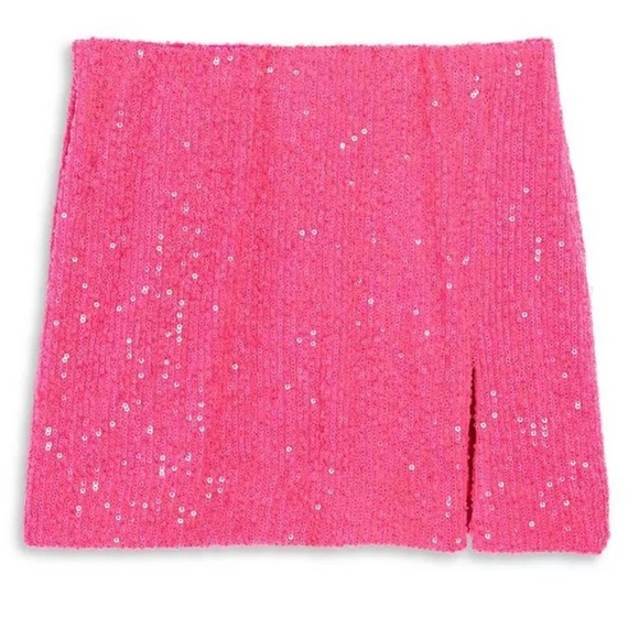 Katie J NYC Pink Sequin Slit Mini Skirt TAYLOR SEQUIN MINI SKIRT - Picture 2 of 7